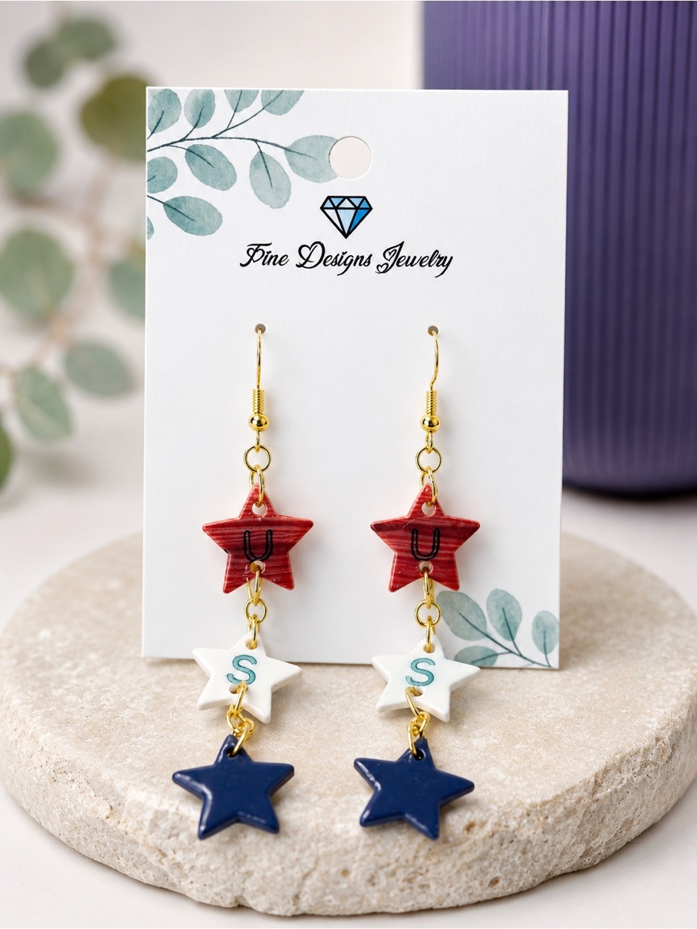 Red, White, and Blue Star Earrings